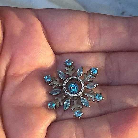 Women’s Blue Topaz Sterling Silver Snowflake Pendant $19 - Picture 3 of 4